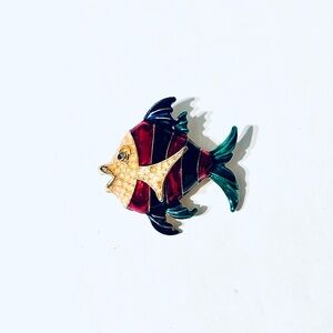 Vintage Multicolor Fish Brooch, Vintage Jewelry